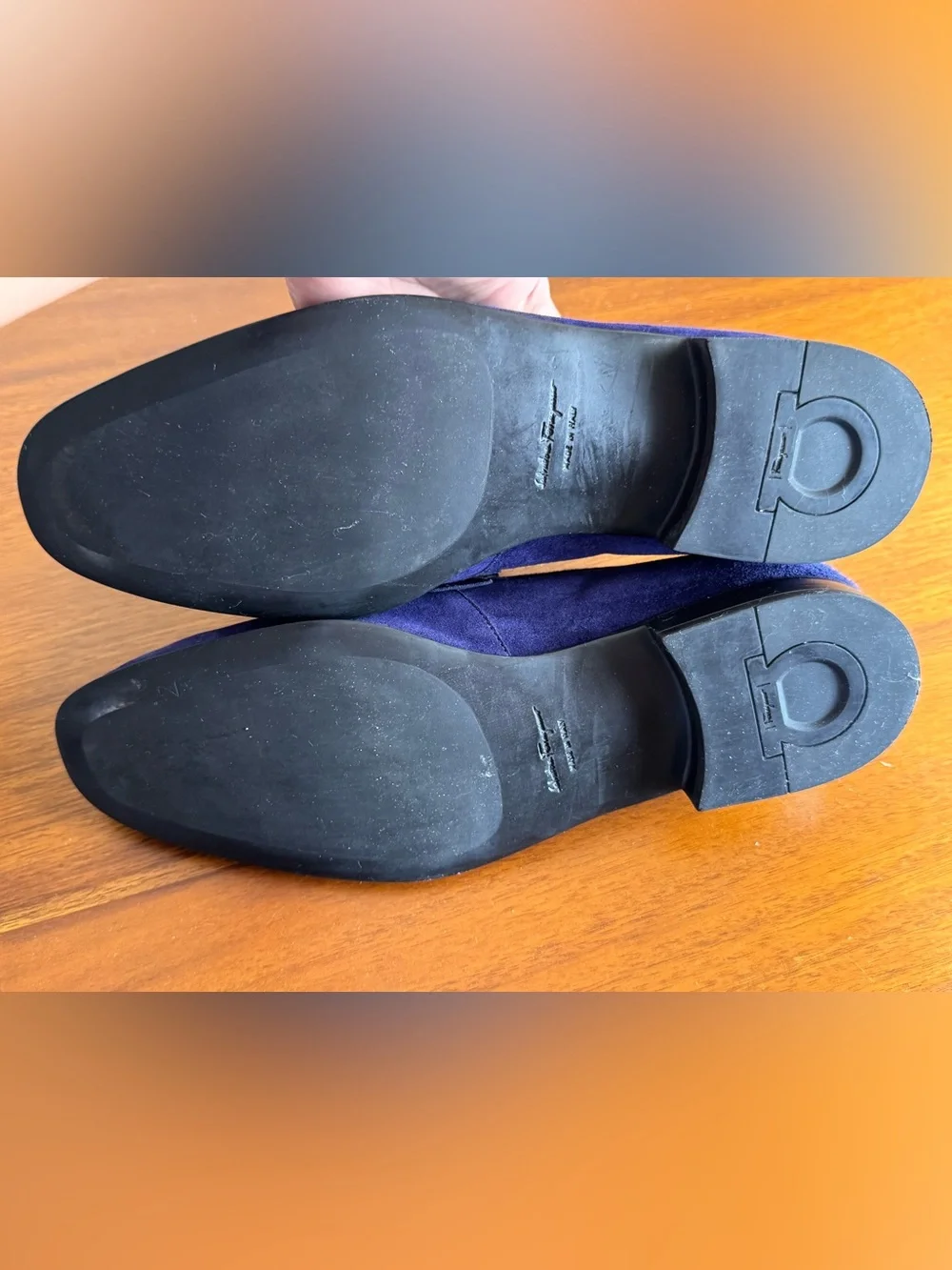 Salvatore Ferragamo Blue Suede Gancini Bit Loafers - Size 9 D